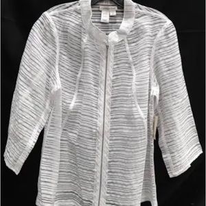NWT Coldwater Creek White Sheer Ribbon Jacket Sz 8
